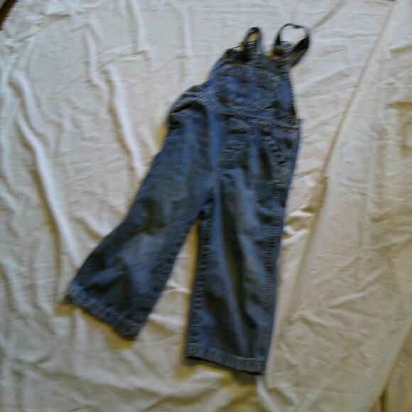 BOYS OSHKOSH GEUINE KID BIB DENIM OVERALLS 3 T WASHED OUT EUC - Picture 1 of 3